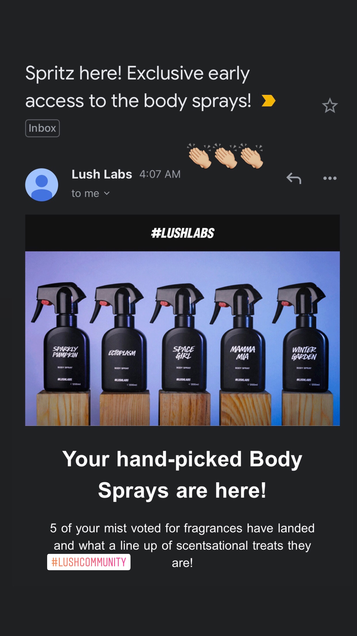 Lush Body Sprays Exclusive LushLabs December 2020 Sparkly Pumpkin